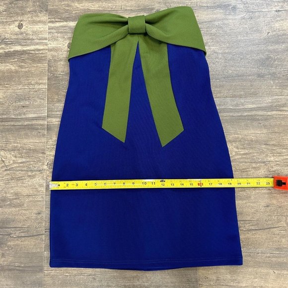 Joy Joy Women Size Medium Strapless Short Dress Blue Bow‎ Polyester - Picture 5 of 9